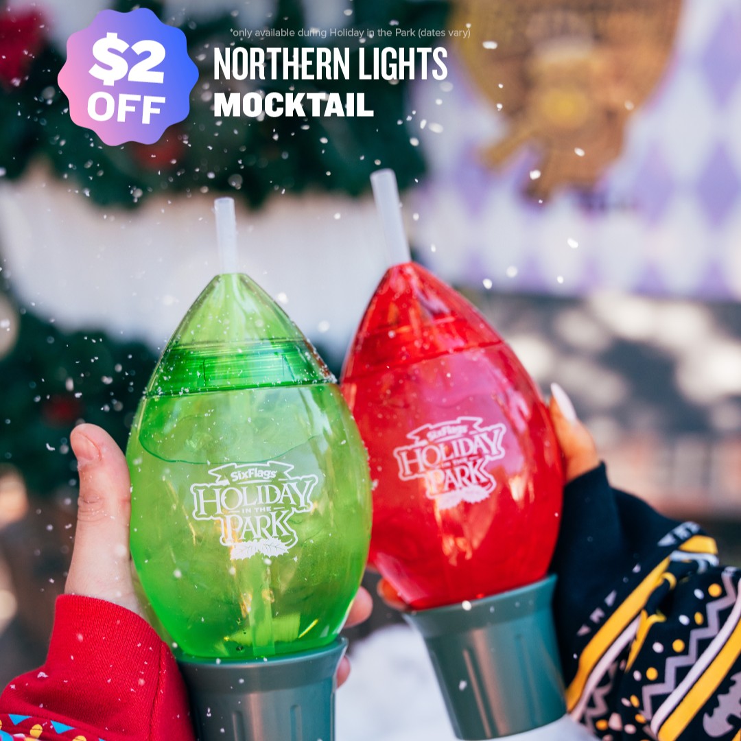 SF_FiestaTexas's tweet photo. Peep your December Pass Holder Rewards! 🎟️ Pass Holders, be sure to check your portal for exclusive limited-time discounts and deals on holiday merch, gifts, seasonal treats and MORE! 🎄 #HolidayinthePark #SixFlagsFiestaTexas #december #passholder #hotcocoa #amusementpark https://t.co/kvVzoARqCz