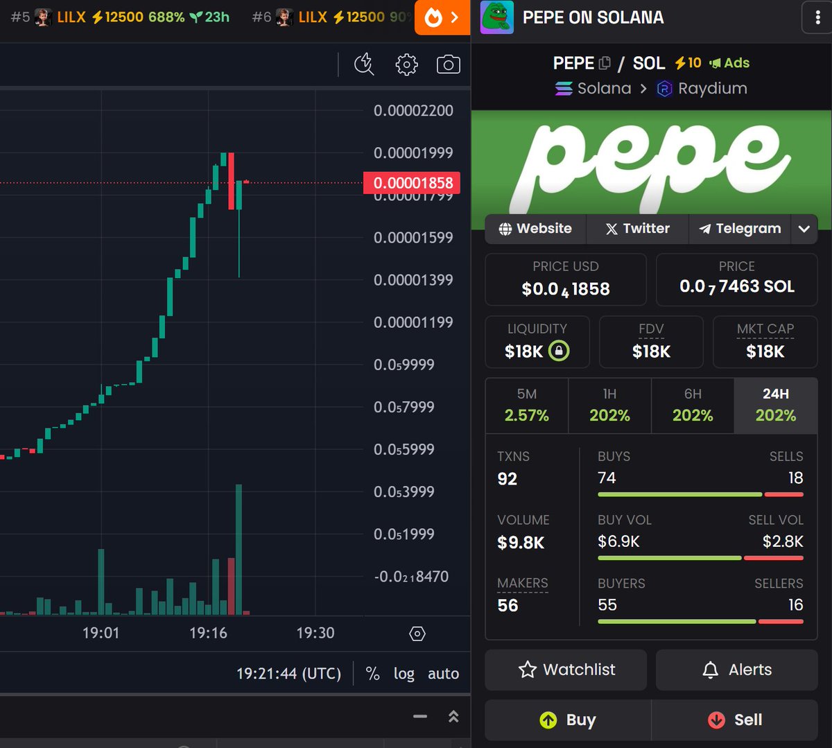 @pepeonsolna is much safer than the LARP $PEPE being shilled by <a href="/PepeM2k/">Pepetoshi Nakamoto</a> 

This $PEPE has 100% of LP locked 

APE it instead LFG 

dexscreener.com/solana/FJEH2UM…
