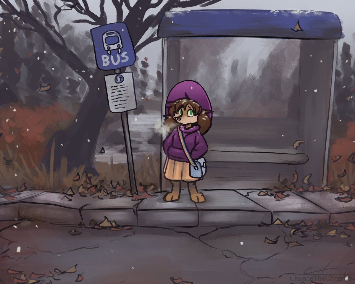 It's my birthday, so have a SmolViv who's very cold... 

It wasn't forecasted to snow today. #furryart #birthday