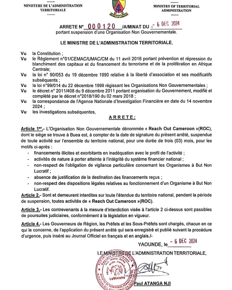 2 organisations des droits de l'homme dirigées par des femmes suspendues au Cameroun.

Que faisons ns en tant que société civile? Ou comme d'habitude comme ça ne ns concerne pas directement on tourne le regard?
#Cameroun
