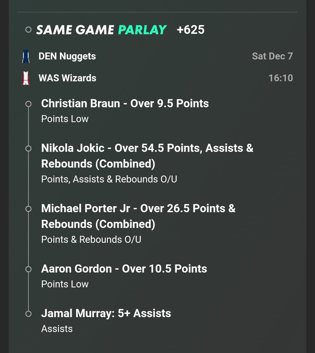 Parlay2tail's tweet image. Den Nuggets vs Was Wizards
+625 parlay 
Jokic and porter may be risks