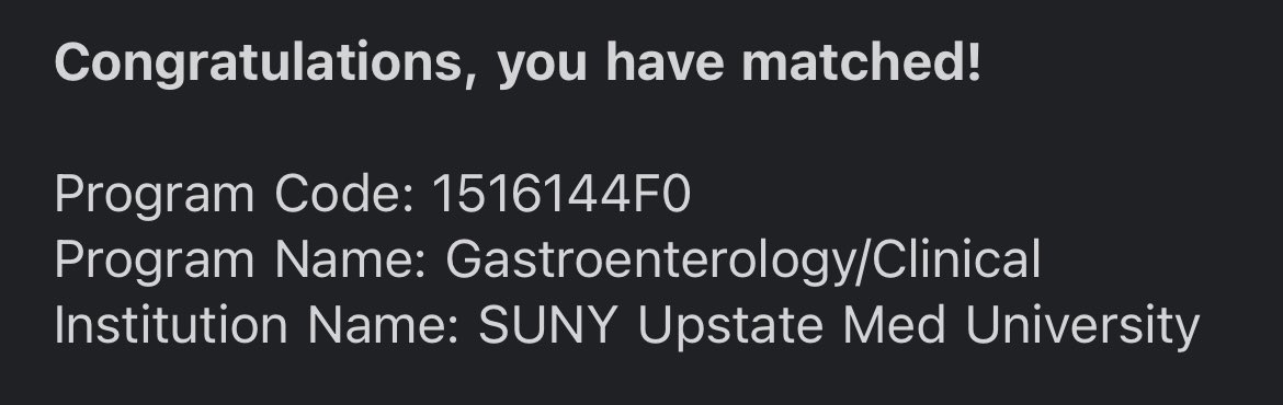 I’m going to be a gastroenterologist!!🤩 Thrilled to share that I have matched at SUNY Upstate <a href="/UpstateGastro/">Upstate Gastroenterology</a>.  Grateful beyond words to continue my journey in the NE region and for constant support <a href="/GeorgeAbraham65/">George Abraham</a> <a href="/ibdseb/">Seb</a> <a href="/drvishal82/">Vishal Sharma</a> <a href="/BabuPMohan2/">Babu P. Mohan</a> @spaulliver <a href="/arvind_kumar92/">Arvind Kumar V(he/him)</a>