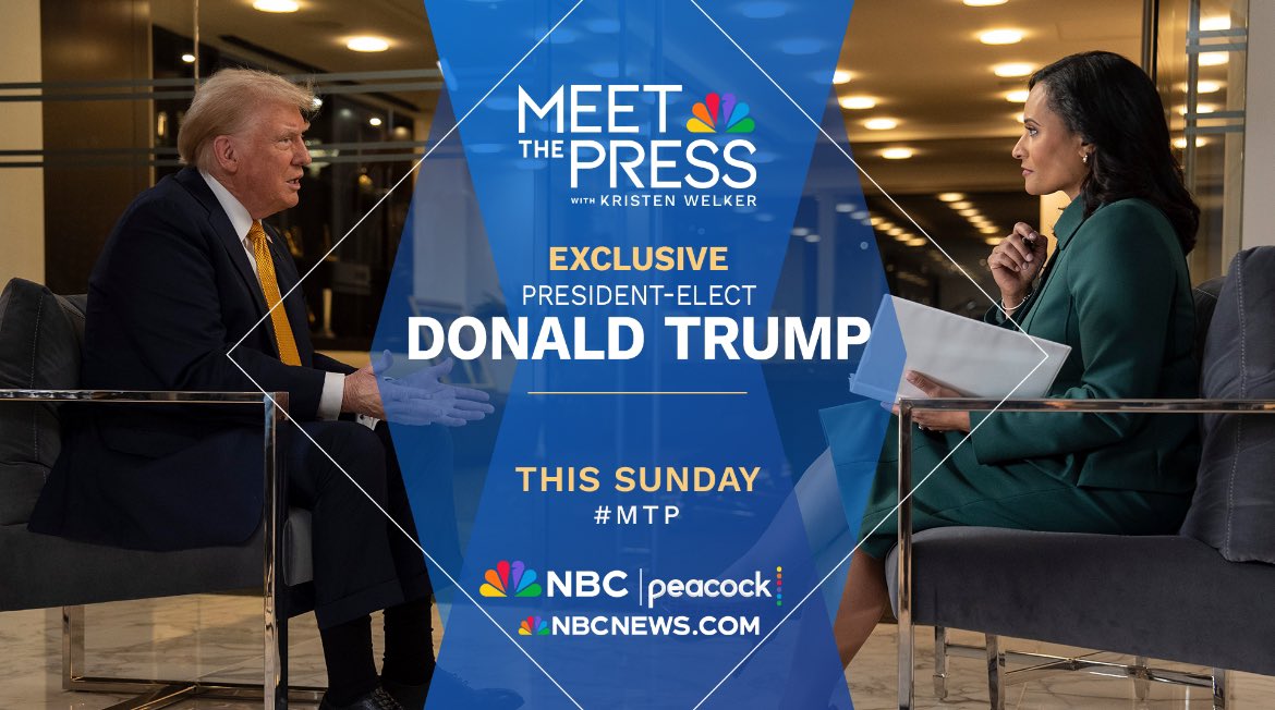Join me this Sunday on Meet the Press for my exclusive, wide-ranging interview with President-elect Donald Trump.