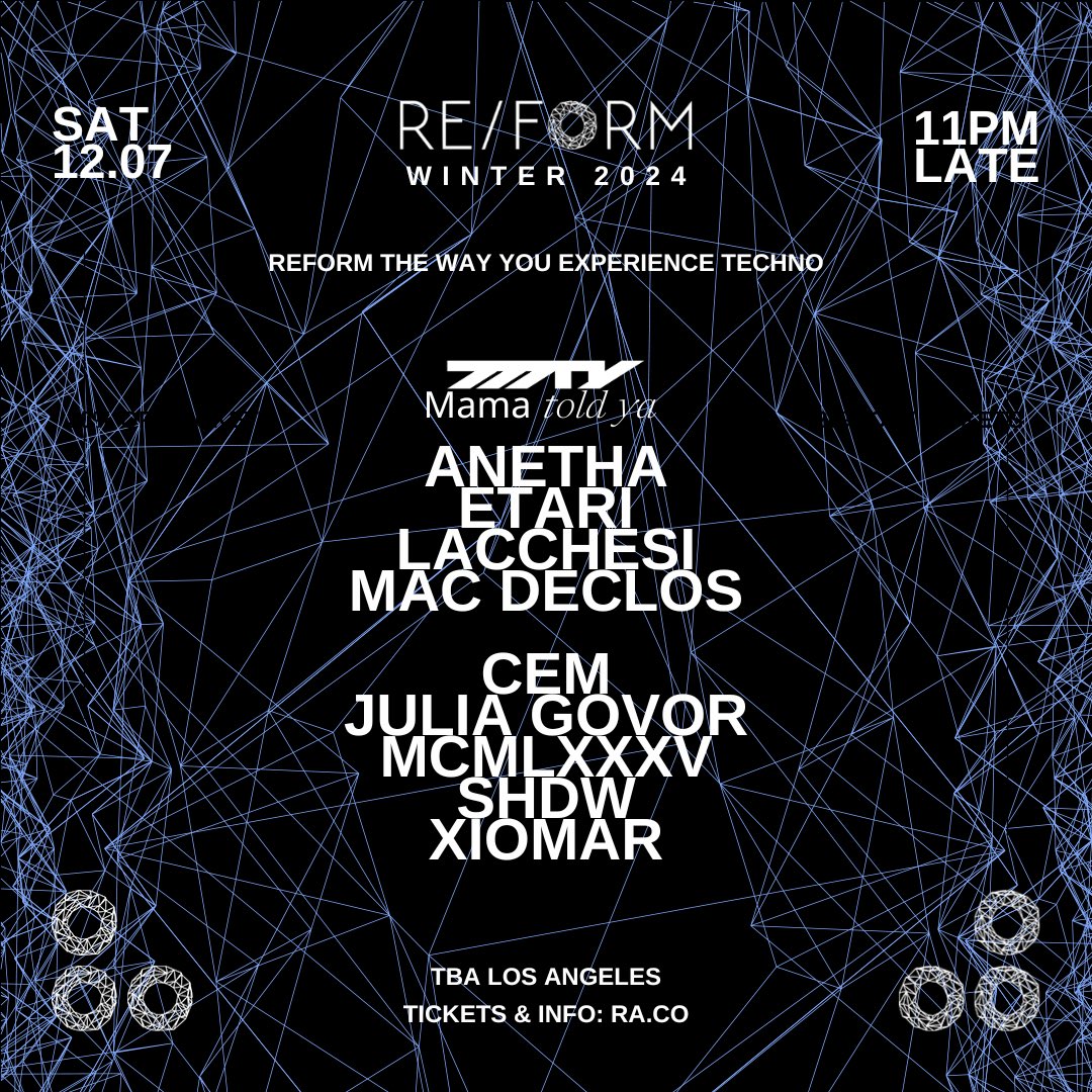 TONIGHT: Two rooms for a top quality <a href="/reformpresents/">RE/FORM</a> Winter Edition 

Hard Groove
Techno
Trance
Breaks

Funktion One + Turbosound systems, and that unmistakable RE/FORM vibe 

Last tix on RA: ra.co/events/1992319
