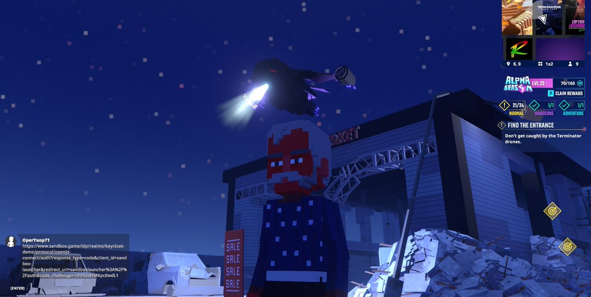 Deli2be's tweet photo. Dodging Flying Drones in Terminator 2042 in @TheSandboxGame. The future is now, and it's intense! 🤖🚁 @skydance https://t.co/qlpFMwsxH1 #TheSandbox #AlphaSeason4 #AS4SocialChallenge https://t.co/xdR3StrJT0