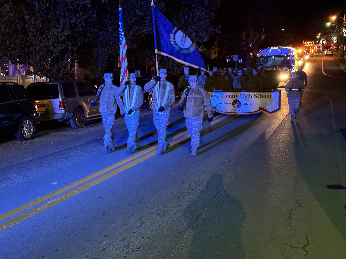Cadets marched in the New Castle Christmas Parade Friday night.
