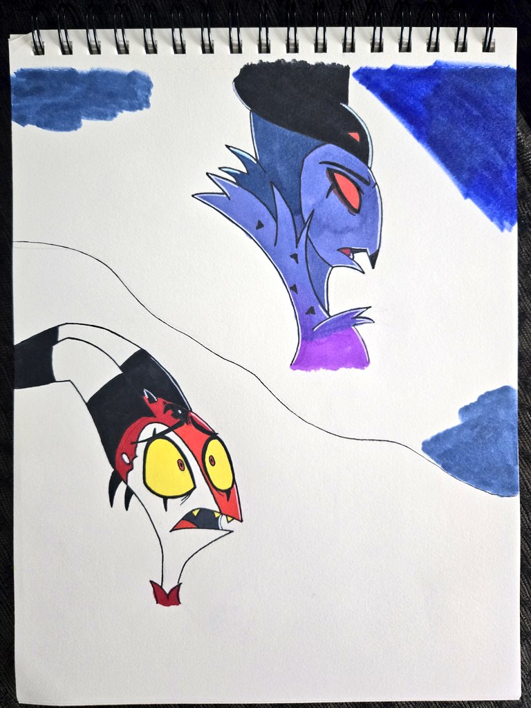 stolitz_37's tweet photo. When one of your blue markers runs out!! Have to wait until tomorrow to finish the background 🤦♀️😭
#HelluvaBossFanart #stolitzwip #HelluvaBossMastermind #stolitz #copicmarkerart #Blitzø #Stolas https://t.co/AA6LEGYusO