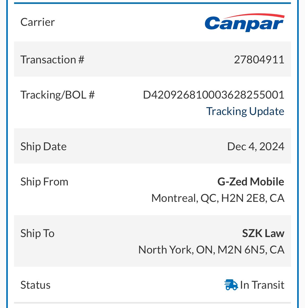 StevenZed's tweet photo. @askcanpar  I shipped a time sensitive package for a customers event on December 4th.  No one can find it  …I can pick it up in Toronto . Please help me find my package and save my customer. Message me please help .. https://t.co/zuSsJm9Cdu