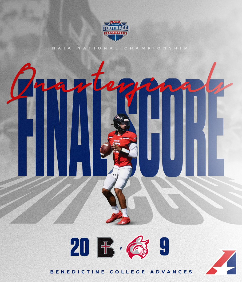 TheHeartConf's tweet photo. 🏈, Ravens win! Congratulations to No. 9 @ravenathletics on its 20-9 road win over No. 3 Indiana Wesleyan!

Benedictine advances to next week's @NAIA National Semifinals!

#NAIAFB https://t.co/YrmJ6GQOYg