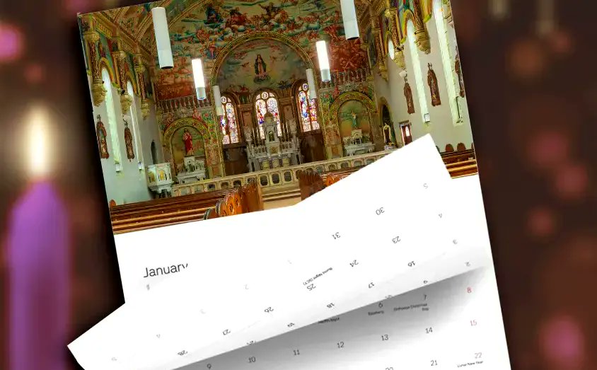 latinmassdir's tweet photo. The Latin Mass Directory 2025 wall calendar is now on sale featuring beautiful images of Catholic sacred spaces digitally restored to how they once looked. Get yours today at https://t.co/s4kjgFMX50 #latinmass #catholic #tlm #traditionallatinmass https://t.co/07wYXX8TOA