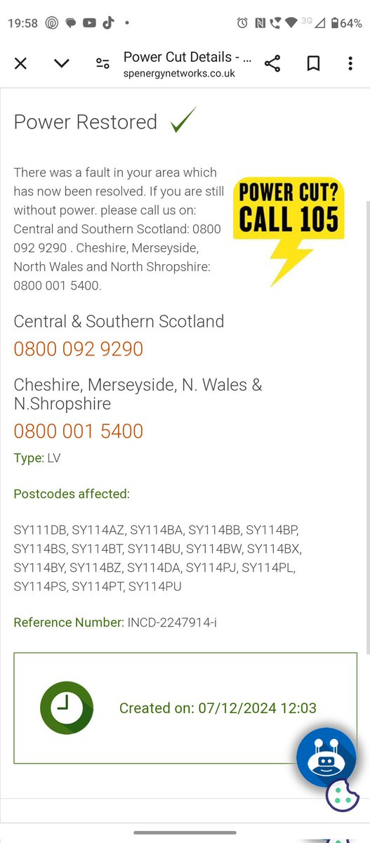 DanielPRoberts's tweet photo. @SPEnergyNetwork 

My parents live SY114PS and have been without power since this morning. So I can keep them informed, do you have an estimated time for when power be restored? https://t.co/GGDmOQFX2H