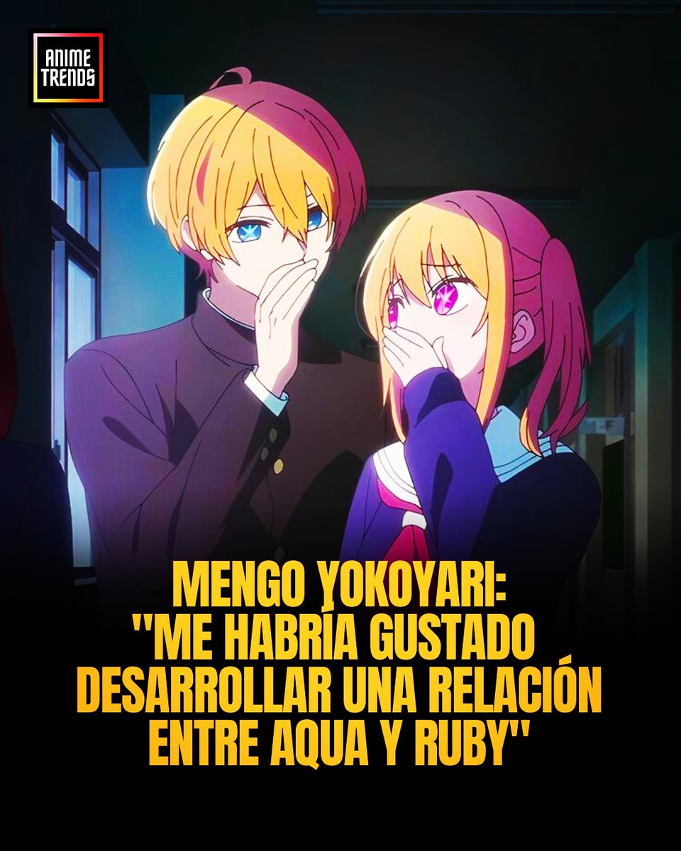 AnimetrendsLA's tweet photo. Mengo Yokoyari, artista de OSHI NO KO, reveló que le habría gustado desarrollar UNA RELACIÓN entre Aqua y Ruby. ✨

Vía: @RamenParaDos https://t.co/O1i9qcCdTP
