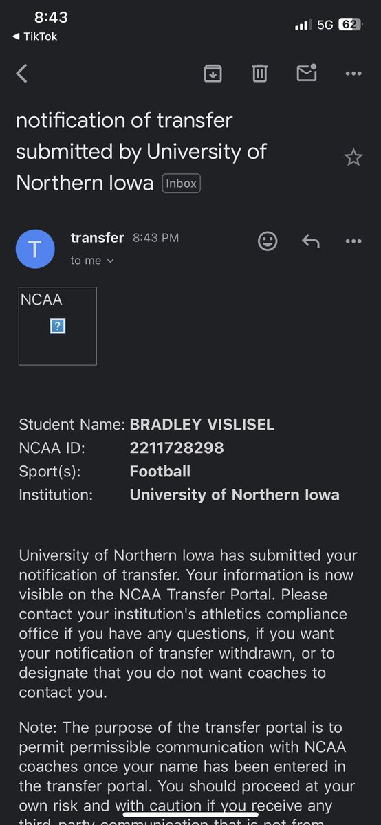 Blessed to have the opportunity to play at the University of Northern Iowa. With my redshirt freshman season done, I will be entering the transfer portal with three years of eligibility left. 
6’4” 250 DL

Film in bio