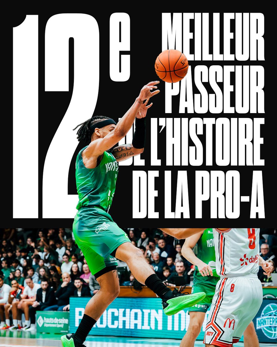 Nanterre92's tweet photo. Avec 1231 passes décisives à son compteur, @Benji6Sene devient le 12e meilleur passeur de l'histoire de la @Betclic_ELITE en surpassant le légendaire Delaney Rudd ! 📈👏 https://t.co/QbDAQMzfv7