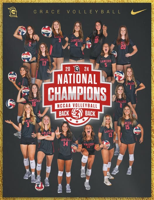 AVCAVolleyball's tweet photo. .@GCVB_Lancers repeat as the @TheNCCAA Division I WVB Champs!
Coach Katie Hill’s Lancers beat Jessup 25-22, 25-18, 19-25, and 25-13 to earn the school’s second-consecutive national title.
#WeAreAVCA #TheNCCAA https://t.co/3Ew0i0zHr1