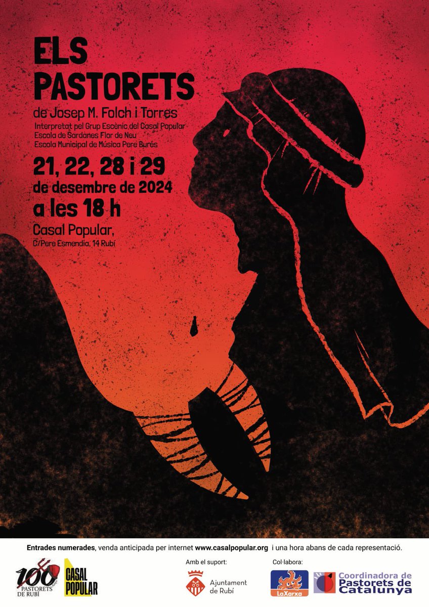 casalpopular's tweet photo. Arriben “Els pastorets” al Casal Popular de Rubí. Els dies 21, 22, 28 i 29 de Desembre a les 18h! Entrades ja a la venta. Aquest aprofitant el centenari de Pastorets any presentem nou Cartell, premiat al concurs de cartells i dissenyat per Mireia Oltra ! https://t.co/DgDiov7JLR