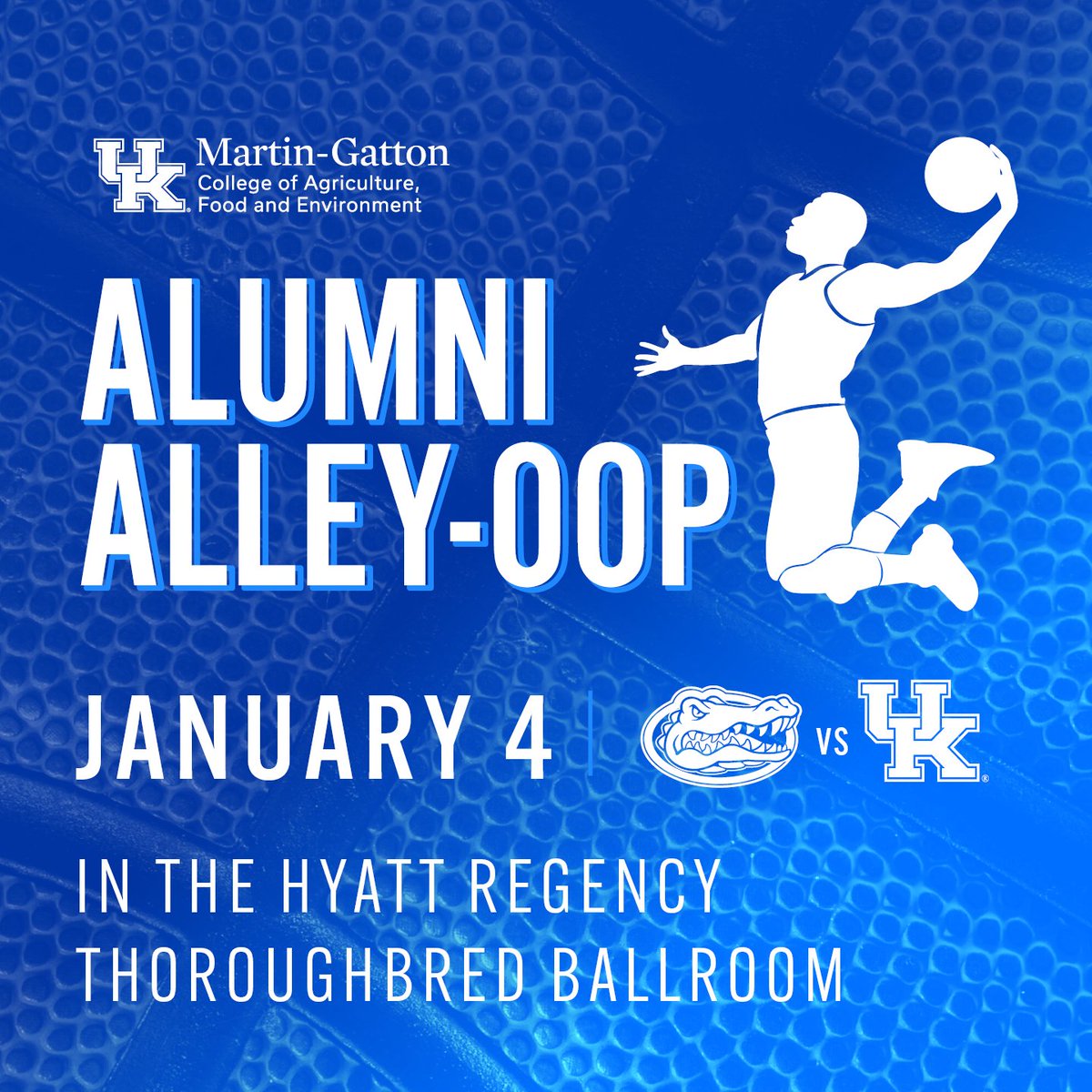 UKAgriculture's tweet photo. All students, alumni, faculty, staff and friends are invited to attend our Alumni Alley-oop pre-game reception and pep-rally before the Florida vs. Kentucky basketball game on Jan. 4, 2025 🏀 🔵 

Learn more and register by Dec. 20 >> https://t.co/Alz2QxeD8D https://t.co/ThitP9RANq