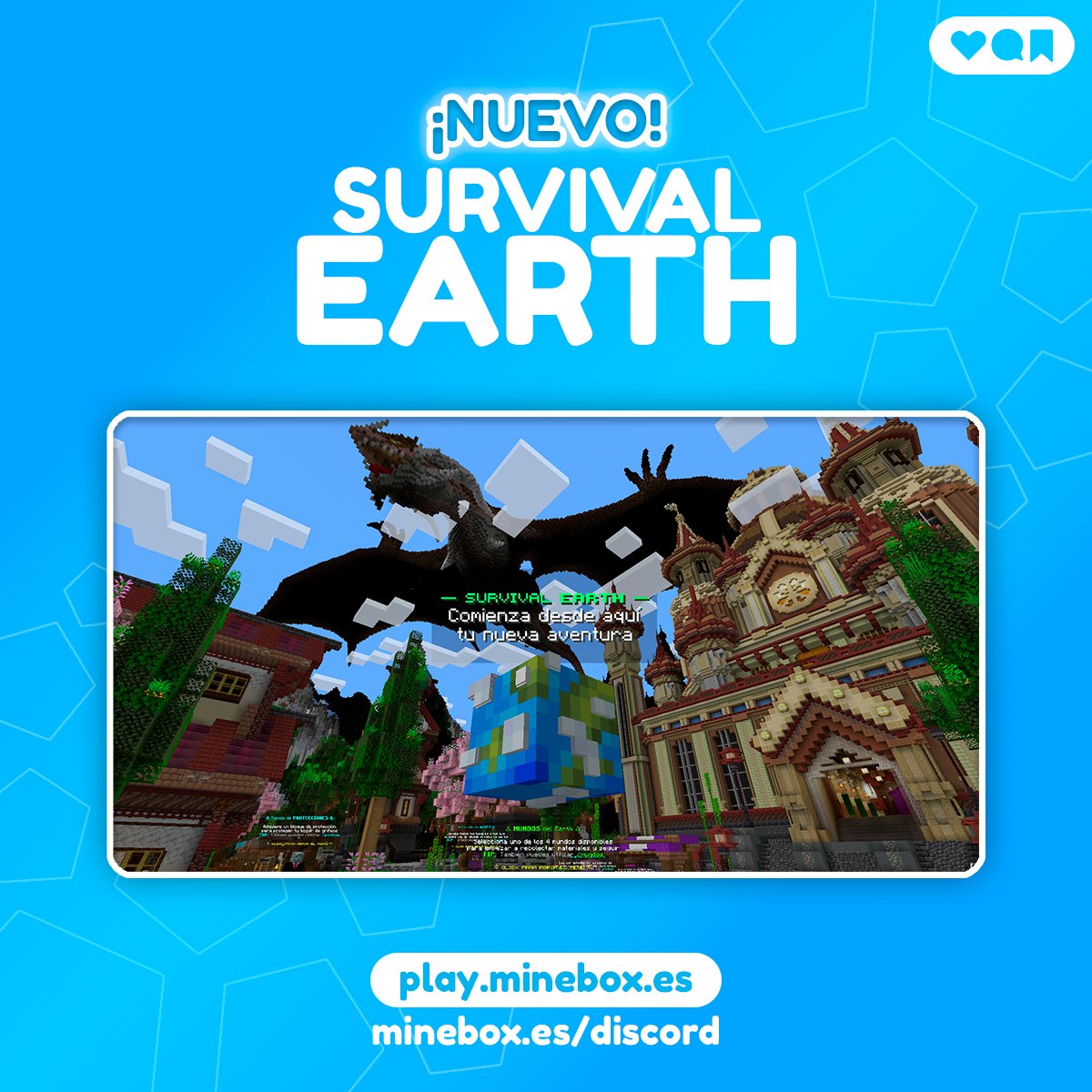🌎 ¡SURVIVAL EARTH aterriza en MINEBOX!

¡Así es! Nuestra nueva modalidad de supervivencia llegará a MineBox Network el próximo día 11 de diciembre.

¿Te apuntas? 👀