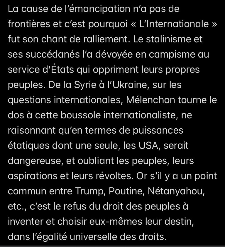 edwyplenel's tweet image. Sur la #Syrie, Mélenchon raconte n’importe quoi factuellement. Il devrait suivre @ziadmajed ou lire le « Livre noir des Assad ». Mais surtout il tourne le dos aux valeurs qu’il revendique en France, se plaçant du point de vue des États et non des peuples. Plus dans cette note ⤵️