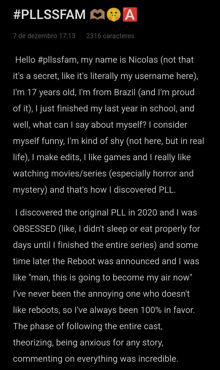 nicolasgh0st's tweet photo. This is for #pllssfam , Thank you to each of you 🫶🏽🤫🅰️
Please open the images because it was a long text LOL (vou deixar o texto traduzido para os meus moots brasileiros 🇧🇷🫶🏽)
#PLLSummerschool #SavePLL #PLLOriginalSin #RenewPLL #ChandlerAppreciationDay @StreamOnMax @StreamMaxBR https://t.co/LPy5N0fZKB