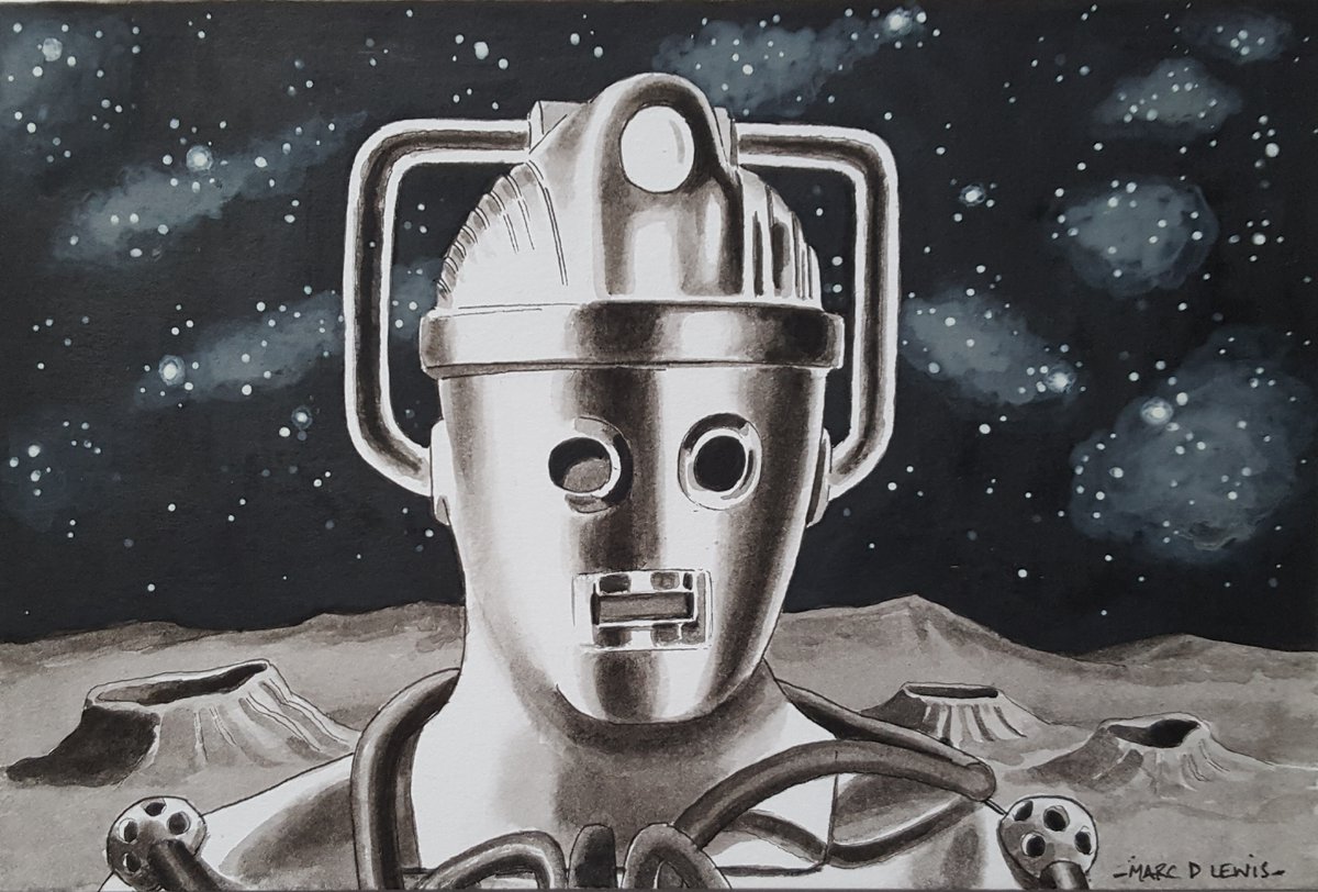 MarcDLewisArt's tweet photo. "You belong to us. 
You will be like US!" 🤖
Brand-New Original Art on Etsy, once it's gone it's gone!
https://t.co/Usez8j8g6R

#Cyberman #TheMoonbase #DoctorWho #DrWho #DWfanart #Painting #TraditionalArt #Illustration #Art https://t.co/aCgoqAVjZR
