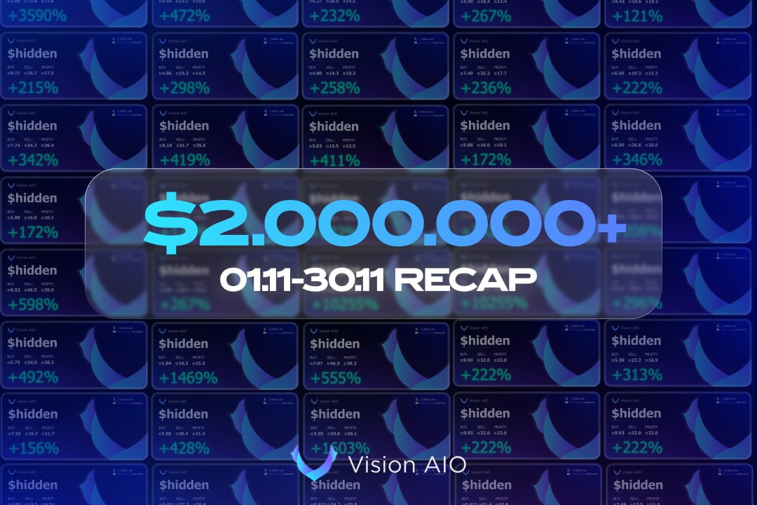 vision_aio's tweet photo. November was a very generous month for all shitcoin traders and especially for Vision AIO members!

With our modules we've generated more than $2.000.000 for the holders.

To celebrate, we are giving away 2 WEEKLY Vision AIO KEYS.

Like + RT + leave a comment to be considered! 👇 https://t.co/Yms2Fo2poX