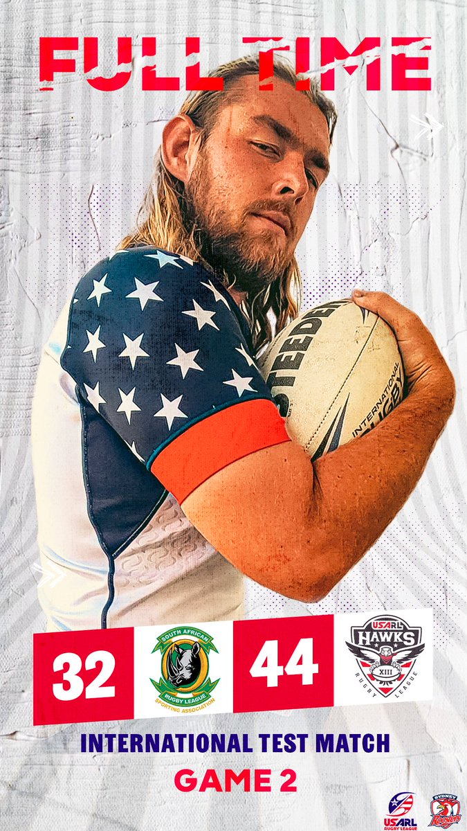 USA Hawks Sweep the Rhinos! 🏆🇺🇸

The Hawks closed out their South African tour with a thrilling 44-32 victory in Game 2, securing a 2-0 series win! 🔥

Up next: the Hawks take on Greece in Las Vegas during NRL Kickoff Weekend on February 28th!

📅 Save the date and stay tuned!