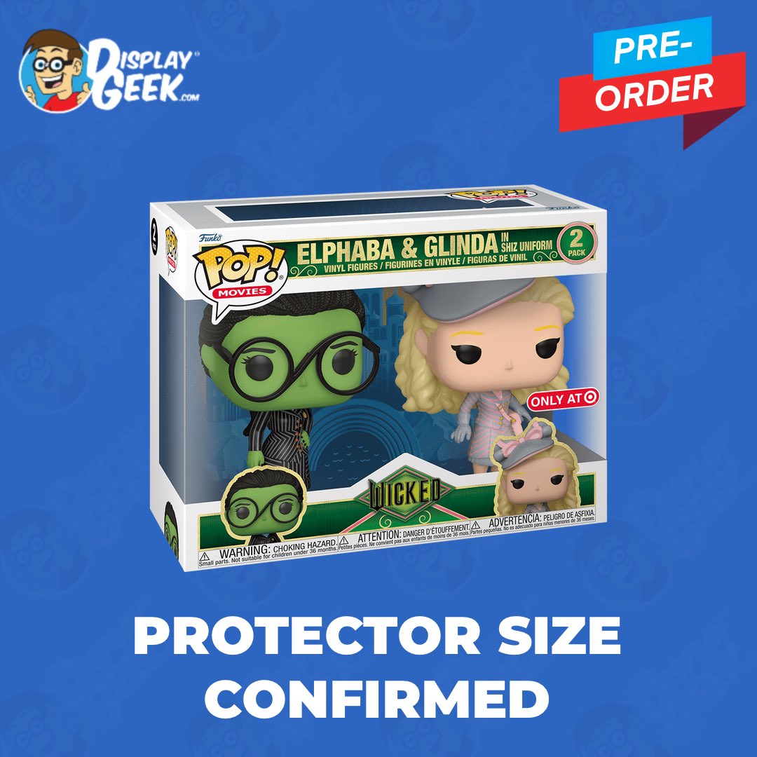 DisplayGeek's tweet photo. Protector size confirmed and available for pre-order : Wicked Pop 2-Pack Elphaba & Glinda in Shiz Uniform
Pre-Order yours: https://t.co/U6wUDb0LJR
#DisplayGeek #Funko #FunkoPops #PopProtector #FunkoDisplay #PopDisplay #Wicked #Elphaba #Glinda #WickedMovie https://t.co/L2hKVXAP7C