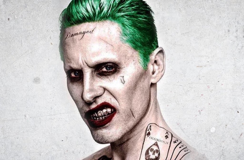 juliombarriga's tweet photo. Hey @DavidAyerMovies , before you lock down your cut of #SuicideSquad... Can you digitally remove the "DAMAGED" tattoo from the Joker's face? Thank you 😊 👍 https://t.co/HLSgLdtfhg