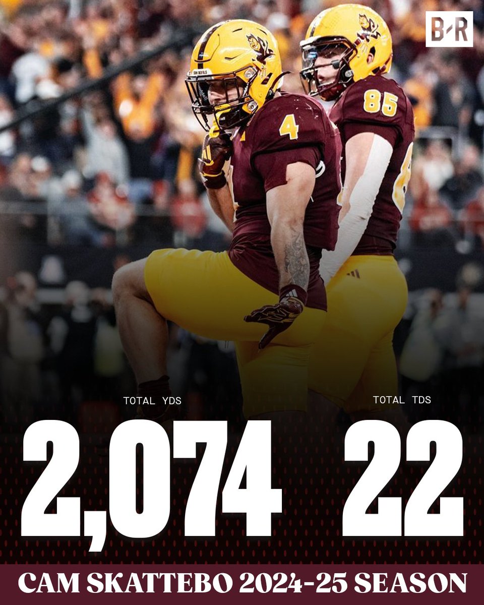 BleacherReport's tweet photo. Cam Skattebo deserve more Heisman hype? 🍿🔥

(via @ASUFootball) https://t.co/aDvDi3UyeW