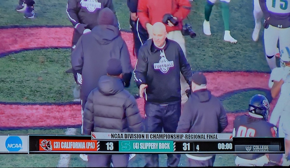 #D2FB - Super Region One

SR1 Championship Game

Final Score

(4) #12 Slippery Rock - 31
(3) #18 California (PA) - 13

<a href="/SRURockFB/">Slippery Rock Football</a> moves onto the NCAA D2 Semifinals next week. 

<a href="/D2Football/">D2Football</a> #PSACFB