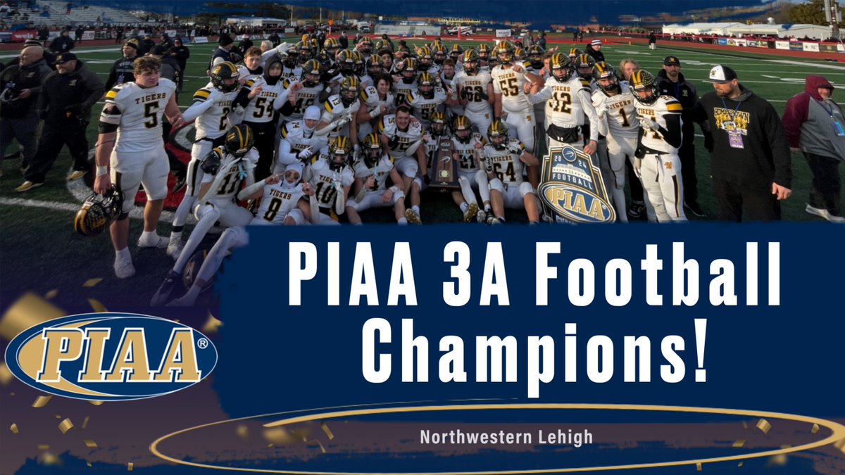 #PIAAFootball Northwestern Lehigh d Avonworth 36-33 OT to become the PIAA 3A Football Champions!
