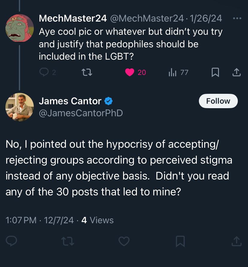 MechMaster24's tweet photo. @shoe0nhead Check this shit, James responded to a year old fucking tweet and the old twat won’t even allow a reply https://t.co/6LllKc2jCL