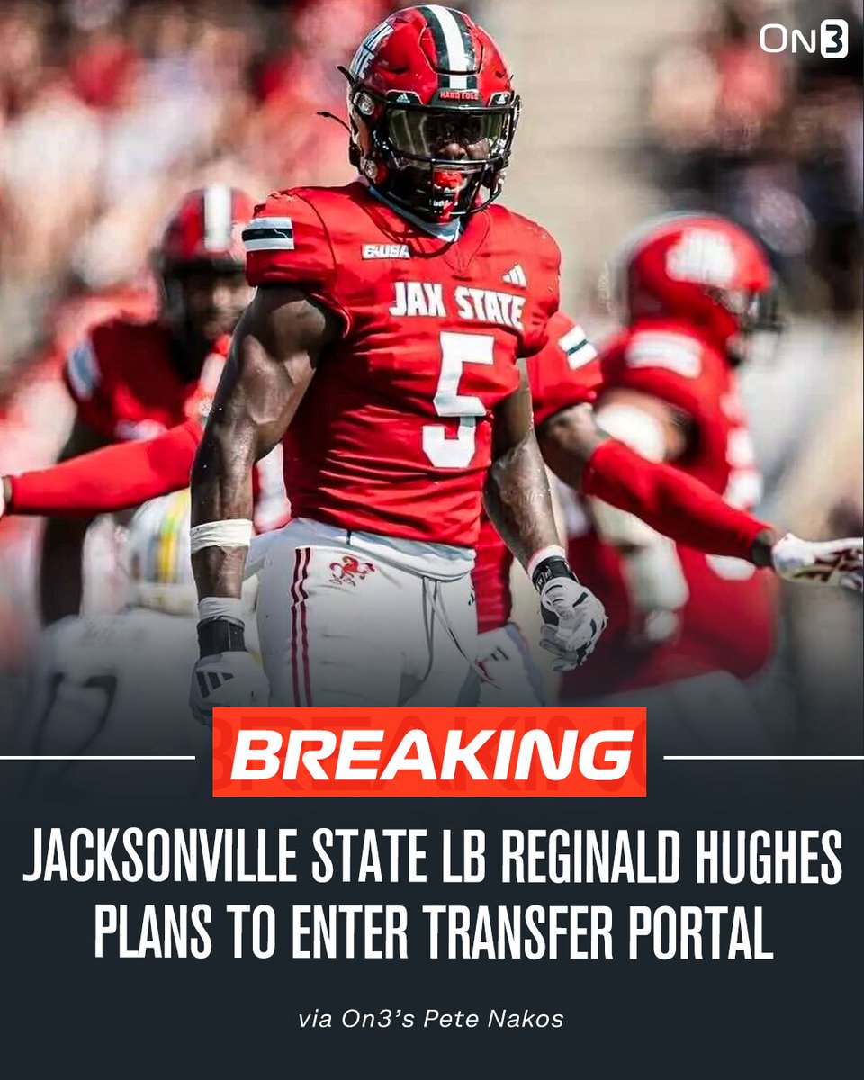 Jacksonville State linebacker Reginald Hughes plans to enter the transfer portal, his agent <a href="/huttonreed24/">Hutton Reed</a> tells <a href="/On3sports/">On3</a>.

The Ole Miss transfer posted 83 tackles, 9.5 tackles for loss, 4.5 sacks and 6 quarterback hits in 2024. 

on3.com/transfer-porta…