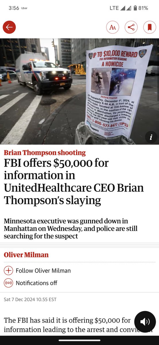 FBI offers to help pay the medical bill of anyone who rats on United healthcare CEO murderer.

#UnitedHealthcare 
#unitedhealthcareceo