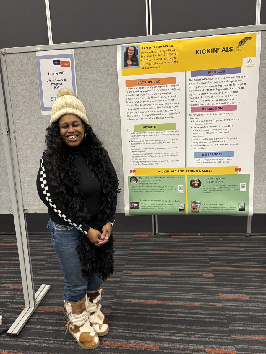 The Flouncer is representing her poster titled Kickin’ ALS at the 35th annual #alsmndsymp  #ALS #KickinALS
