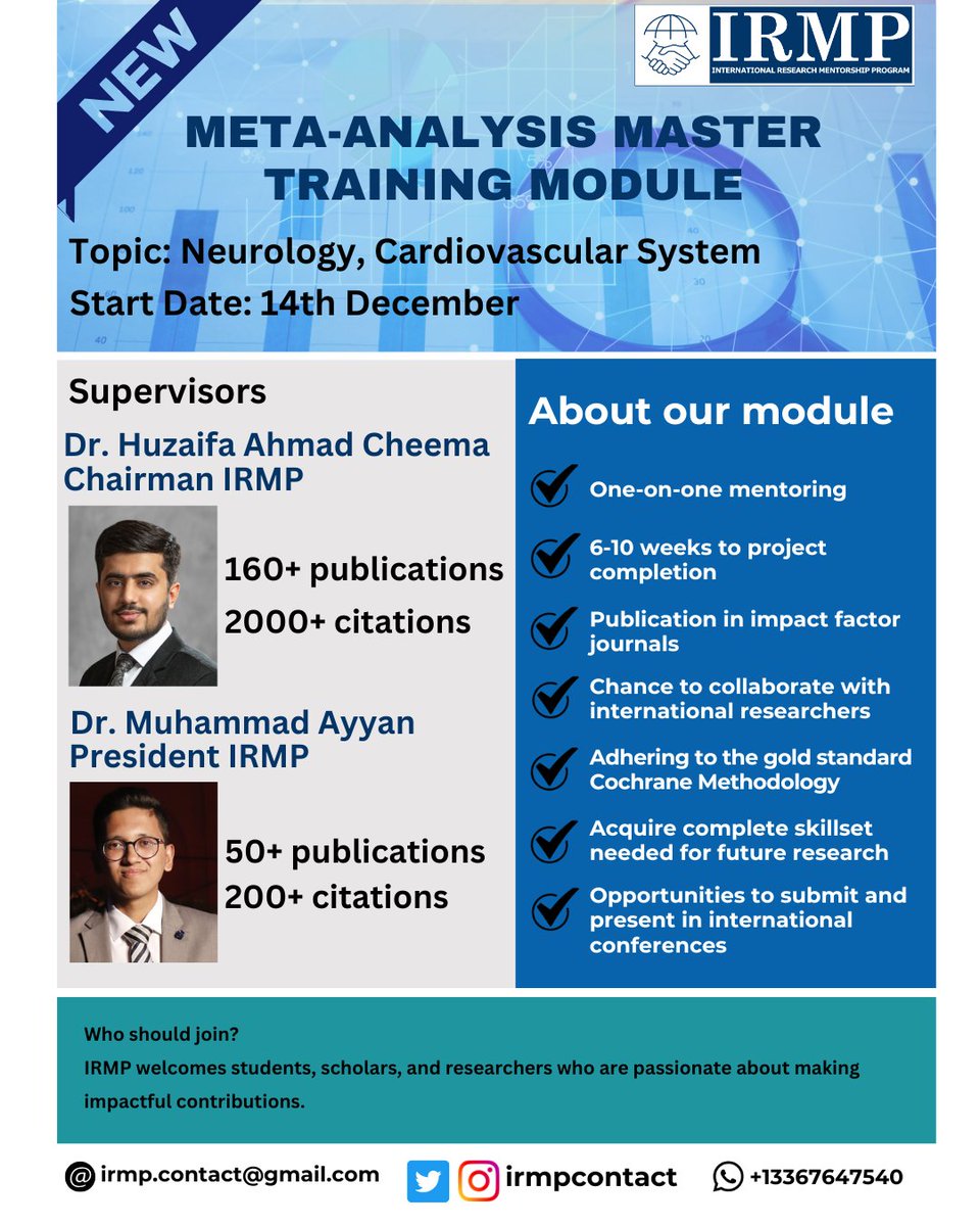 📢 NEW RESEARCH OPPORTUNITY 📢

🔴 We are pleased to announce our new Systematic Review and Meta-Analysis Module! We aim to train beginners under the supervision of highly qualified mentors!

If you are interested, comment below and follow us!

#medicine #mentoring #Match2026