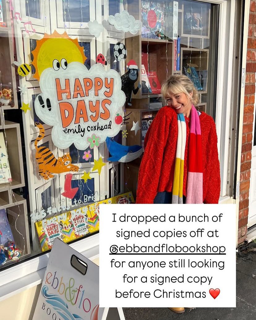 ebb & flo bookshop (@ebbandflobooks) on Twitter photo The lovely <a href="/emilycoxhead/">Emily Coxhead</a> called in to drop off more signed copies of Happy Days. We’ve sold stacks of this bright and cheery book and think it’ll be the perfect tonic for those early wintry days of 2025 ☀️☀️☀️
ebbandflobookshop.co.uk/product/happy-… The lovely <a href="/emilycoxhead/">Emily Coxhead</a> called in to drop off more signed copies of Happy Days. We’ve sold stacks of this bright and cheery book and think it’ll be the perfect tonic for those early wintry days of 2025 ☀️☀️☀️
ebbandflobookshop.co.uk/product/happy-…