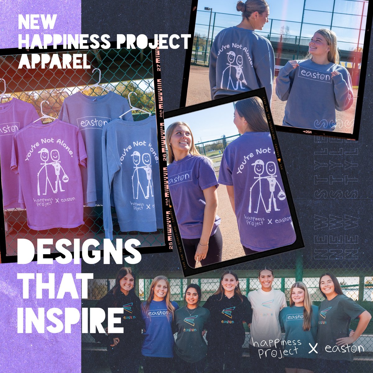EastonFastpitch's tweet photo. Designs that 𝒊𝒏𝒔𝒑𝒊𝒓𝒆 💜 

Shop our Easton x Happiness Project collection on https://t.co/W6E9ZpOTEU! 15% of profits go to @goodsportsinc 💛 #TeamEaston #HappinessProject https://t.co/B0T3SFDTAO
