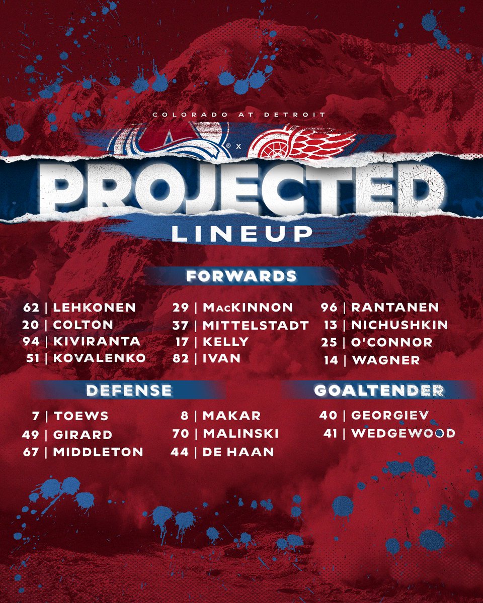 Avalanche's tweet photo. The Burgundy and Blue lineup β¬οΈ
#GoAvGo https://t.co/tHWor4zQNx