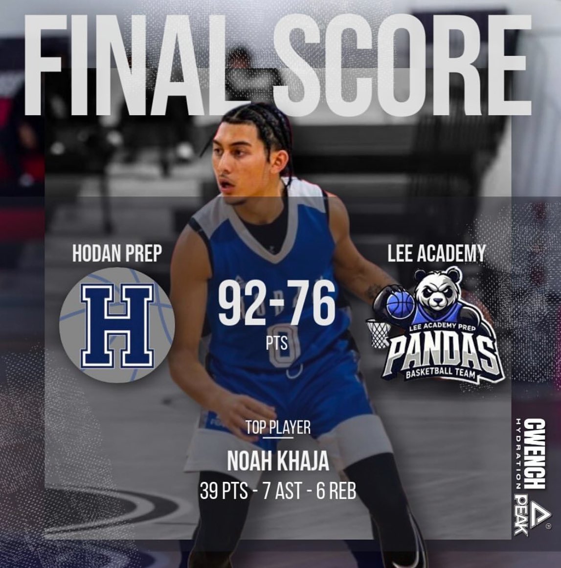 Day 2 of <a href="/ZeroGravityBB/">Zero Gravity Basketball</a> Classic!
<a href="/HodanPREP/">HodanPREP</a> defeats <a href="/LeeAcademyHoops/">Lee Academy Prep Basketball</a> 92-76 @noahkhaja23 with a calm
39 points, 7 assists and 6 rebound including 9 three pointers 🏀🔥

<a href="/zachs_zg/">Zach Sisera</a> <a href="/JasonS_ZG/">Jason Smith</a>