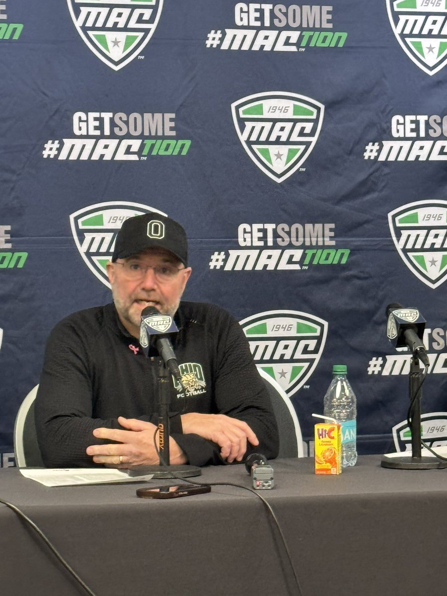 andrew_bowlby's tweet photo. Tim Albin brought his juice box to the MAC Title Game Press Conference https://t.co/O0fq65Kyfq