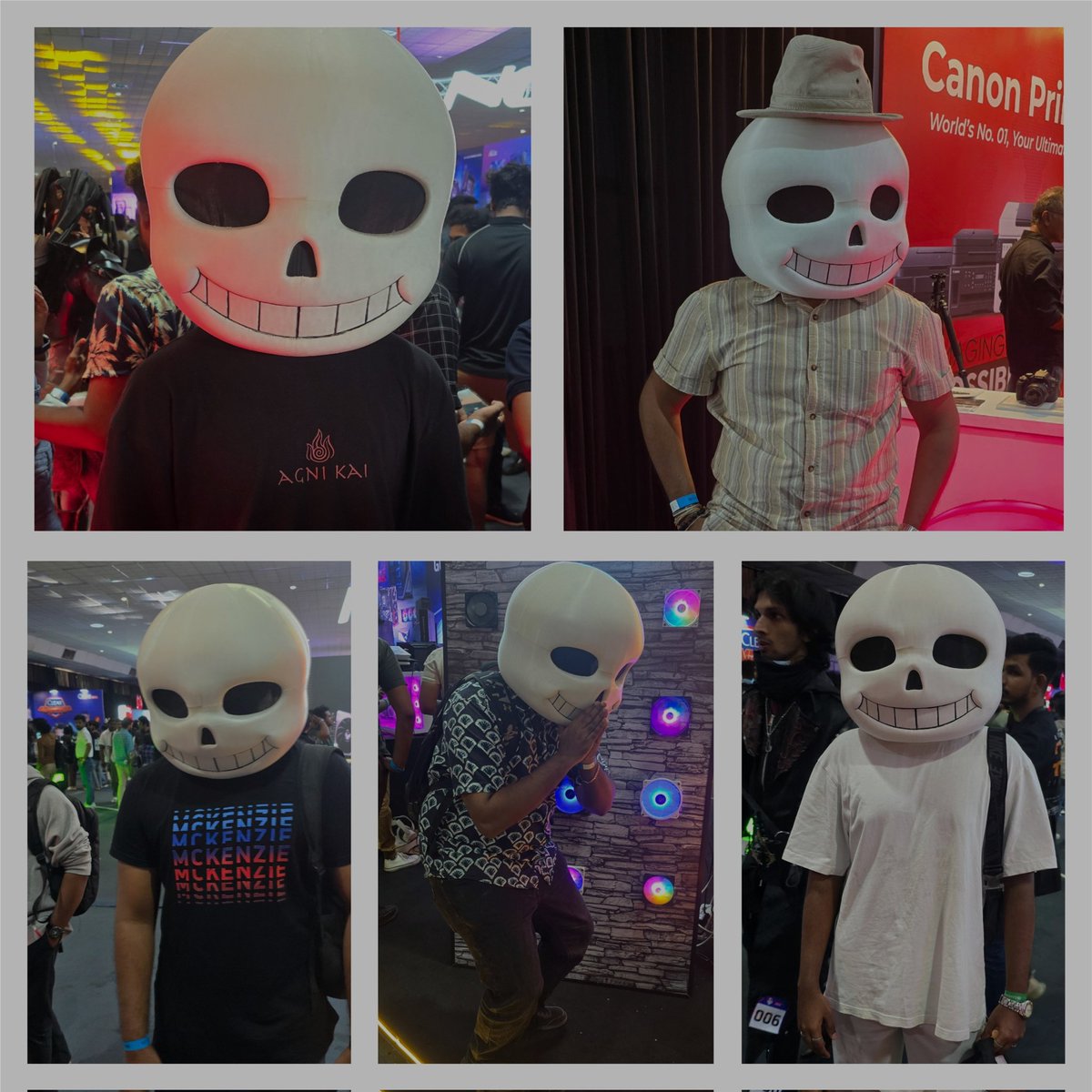 ManualCS00's tweet photo. It started off as a joke in Colombo Comic Expo where I preach the goodness of @UnderTale and take pictures of peeps with the helmet "for the cause" but uh... ended up with enough pictures to make a bunch of collages.

@tobyfox 👉👈 DID I DO GOOD SIR? https://t.co/tZlv0b3cSw
