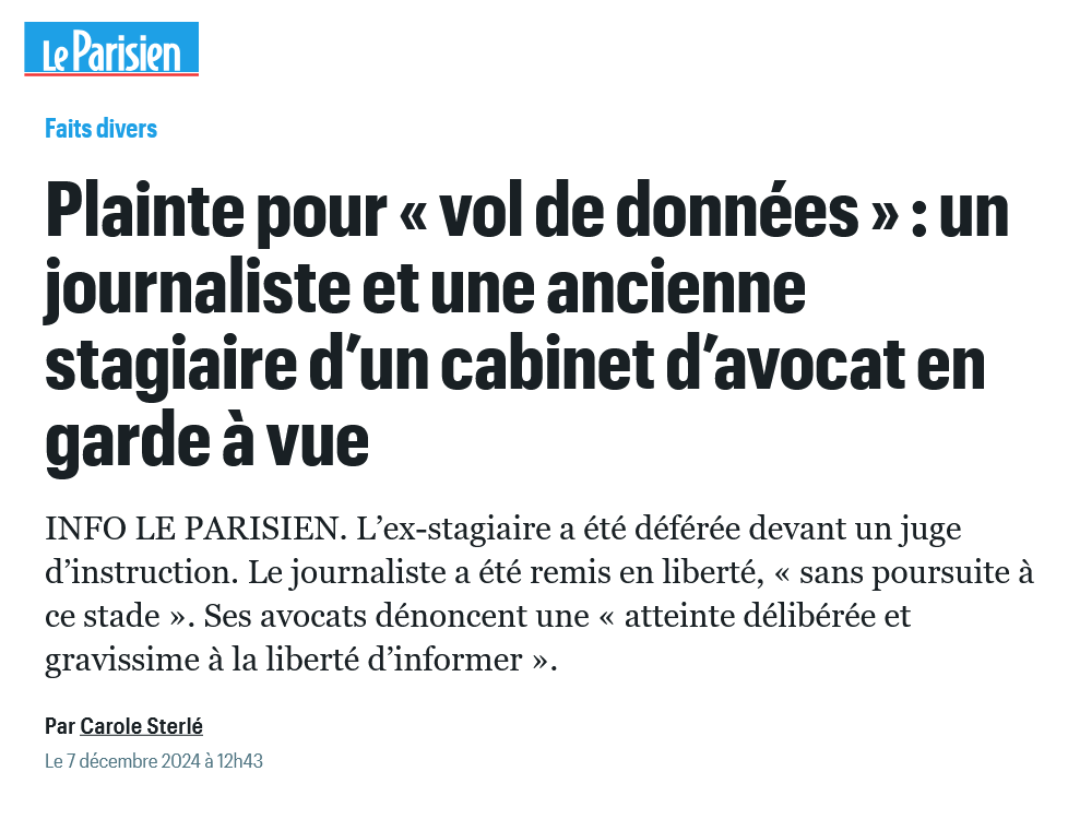 SylvainErnault's tweet photo. Préoccupante garde à vue pendant 48 heures du journaliste Philippe Miller, cueilli dans un restaurant parisien en plein rendez-vous avec une source. Il travaillait sur les méthodes du cabinet d'avocat Ziegler.

https://t.co/NPQjWizeiT https://t.co/jjbnePKZEJ