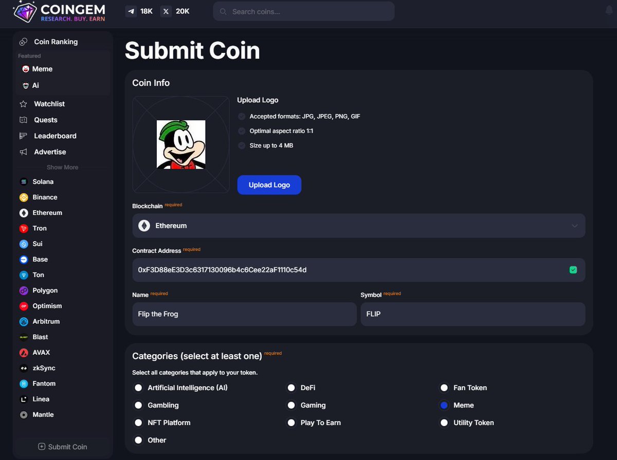 realflipthefrog's tweet photo. Our team has just listed the project on multiple platforms! 🚀 #WeBuildingHere $ETH $FLIP #FlipTheFrog https://t.co/NWiWB5YCob