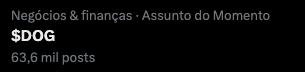 $DOG mais uma vez no trending topics do X. 
Vocês nāo entenderam ainda o poder do crescimento orgânico da melhor meme, na maior blockchain de todas. 

Junte-se a $DOG Army e faça parte desse movimento.