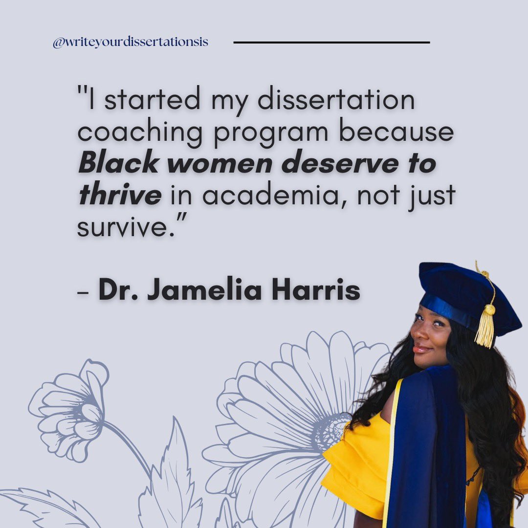 Black women deserve to thrive in academia, not just survive.
 
I started my dissertation coaching program to provide the support, structure, &amp; community Black women scholars need to finish strong while protecting their peace.

👩🏾‍🎓🔗: forms.gle/ECmT24E6esaFtJ…

#BlackWomenPhDs