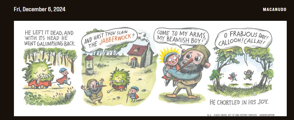 Why am I crying tears of joy, tho 😭😭😭 This precious little galumpher! <a href="/porliniers/">Liniers</a> I cannot!! comicskingdom.com/macanudo-spani…