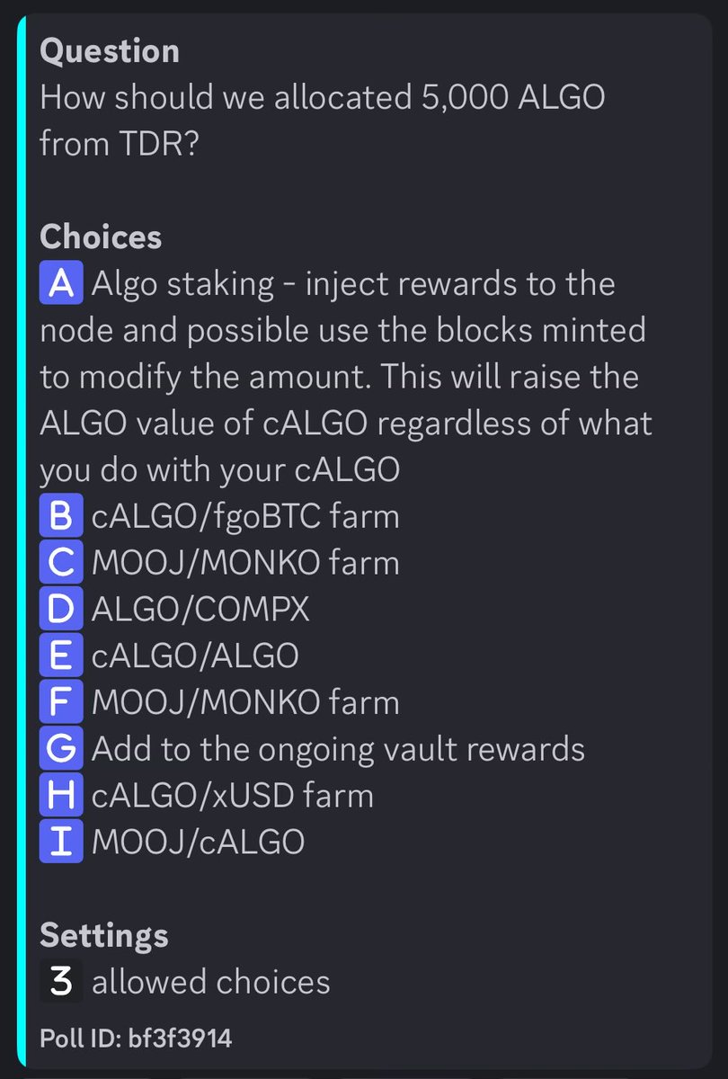 CyberPhilip95's tweet image. Hey CompXers! Want to help decide what new farm will be spun up at @Compxlabs?

Head over to the CompX Discord and vote!

#Algofam