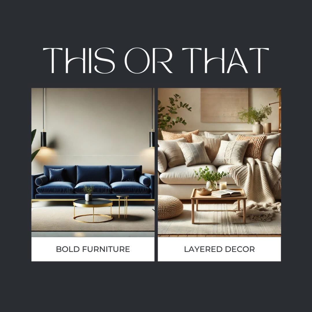 ToniHitchRealty's tweet photo. What's your vibe?

Let’s hear about your living room style! Do you love bold furniture, like a striking navy sofa that anchors the space, or do you prefer layering cozy accents like pillows and throws to infuse charm and personality? Share your vibe below! https://t.co/fQJCWQNbyK